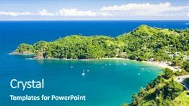  Presentation with trinidad and tobago - Presentation enhanced with summertime tropical vacation travel - castara bay tobago background and a ocean colored foreground