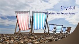  Presentation with deck of card - PPT layouts consisting of summery - deck chairs on brighton beach background and a sky blue colored foreground