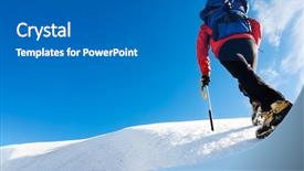  Presentation with effort - Presentation having summit - climber reaches the top background and a gray colored foreground