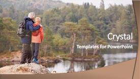  Presentation with grandfather - Cool new presentation theme with summit - grandfather and grandson standing backdrop and a gray colored foreground