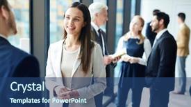  Presentation with business summit - Audience pleasing slide deck consisting of summit - smiling pretty young business lady backdrop and a ocean colored foreground