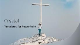  Presentation with summit - Presentation theme consisting of summit-cross-on-a-mountain background and a light gray colored foreground