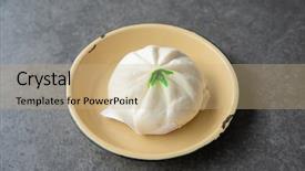  Presentation with dim sum - Slides enhanced with sums - baozi or bao dim sum background and a coral colored foreground