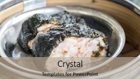  Presentation with dim sum - Colorful slide deck enhanced with sums - chinese dim sum seaweed pork backdrop and a  colored foreground