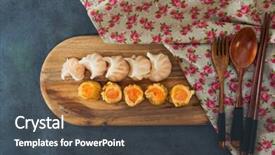  Presentation with dim sum - Beautiful PPT layouts featuring sums - chinese food dim sum backdrop and a dark gray colored foreground