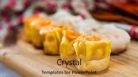  Presentation with dim sum - Cool new slide set with sums - chinese food dim sum backdrop and a gold colored foreground