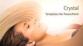  Presentation with black - Cool new slides with sun - beautiful womansunbathing in black bikinis backdrop and a cream colored foreground