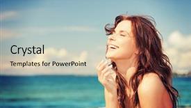  Presentation with bright - Amazing theme having sun - bright picture of laughing woman backdrop and a lemonade colored foreground