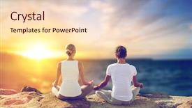  Presentation with harmony - Audience pleasing PPT layouts consisting of sun - yoga mindfulness harmony and people backdrop and a lemonade colored foreground