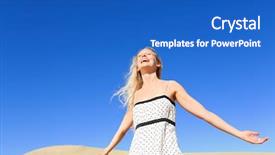  Presentation with freedom worship - Amazing presentation theme having woman enjoying sun and freedom backdrop and a teal colored foreground