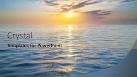  Presentation with golden light - PPT theme having sun-and-golden-sea-sunset background and a soft green colored foreground