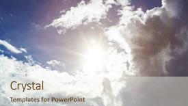  Presentation with rain clouds - Beautiful theme featuring sun and rain clouds backdrop and a cream colored foreground