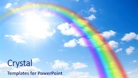  Presentation with sky rainbow - Cool new PPT layouts with sun and rainbow backdrop and a sky blue colored foreground