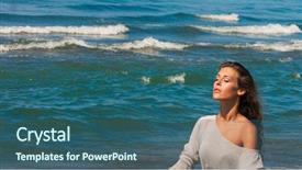  Presentation with sea sun - Presentation theme consisting of sun and sea air background and a ocean colored foreground