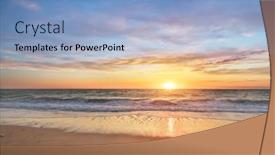  Presentation with sea sun - PPT theme consisting of sun-and-sea-sunset-background background and a light blue colored foreground
