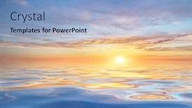 Presentation with sea sun - Presentation theme consisting of sun-and-sea-sunset-background background and a light blue colored foreground