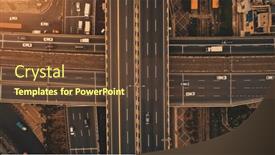  Presentation with urban transportation - Beautiful PPT layouts featuring sun-at-top-down-traffic backdrop and a tawny brown colored foreground