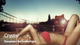  Presentation with lady - Beautiful theme featuring sun bathing - attractive young lady backdrop and a tawny brown colored foreground