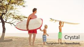  Presentation with catholic father son hoyly spirit - Presentation theme consisting of sun bathing - father and two young sons background and a lemonade colored foreground