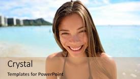  Presentation with honolulu hawaii waikiki beach - Amazing PPT layouts having sun bathing - happy healthy toothy smiling asian backdrop and a  colored foreground