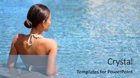  Presentation with blue spa - Cool new presentation theme with sun bathing - luxury travel wellness resort bikini backdrop and a light blue colored foreground