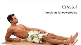  Presentation with electronics labb man - Amazing PPT theme having sun bathing - man in swimwear backdrop and a  colored foreground