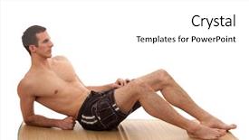  Presentation with man lust - PPT theme featuring sun bathing - man in swimwear background and a  colored foreground