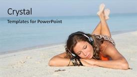  Presentation with sensuality woman black angel relaxing - PPT theme enhanced with sun bathing - young woman relaxing on summer background and a light blue colored foreground