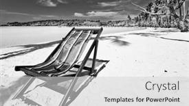  Presentation with sea sun - Presentation enhanced with sun-beach-chair-on-shore background and a light gray colored foreground