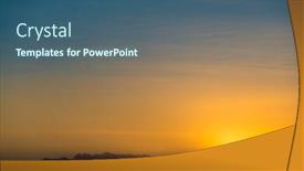  Presentation with orange colored - Audience pleasing slide set consisting of sun behind dark mountain silhouettes with blue and orange colored sky backdrop and a ocean colored foreground