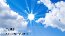  Presentation with sun breaking through clouds - Theme having sun breaking through clouds background and a light blue colored foreground