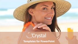  Presentation with being a single woman - Amazing presentation having sun care - woman applying suncream backdrop and a coral colored foreground