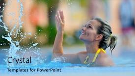  Presentation with relaxing - Slide set consisting of sun care - young woman relaxing background and a  colored foreground