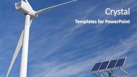  Presentation with photovoltaic - Beautiful slides featuring sun cell - windmill and photovoltaic panel backdrop and a ocean colored foreground