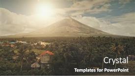  Presentation with houses cars - Cool new theme with sun-cityscape-of-rural-town backdrop and a dark gray colored foreground