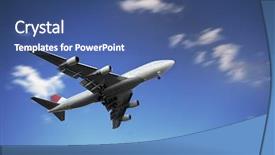  Presentation with small airplane - Amazing theme having sun clipart - airplane on landing backdrop and a ocean colored foreground