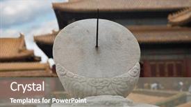  Presentation with forbidden city - Slide set with sun clock - ancient sundial in the imperial background and a gray colored foreground