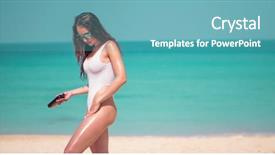  Presentation with tropical holiday - Beautiful presentation theme featuring holiday over sea and sky backdrop and a teal colored foreground