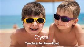  Presentation with beach - Audience pleasing slides consisting of up portrait of little boys backdrop and a red colored foreground