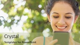  Presentation with texting while driving - Audience pleasing slides consisting of sun dial - cheerful woman texting with her backdrop and a  colored foreground