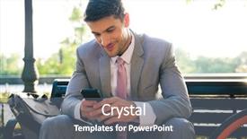  Presentation with bench vise - Cool new PPT theme with sun dial - happy businessman sitting backdrop and a  colored foreground