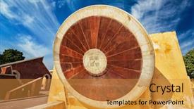  Presentation with rajasthan - Beautiful slide deck featuring sun dial - narivalaya yantra - sundial backdrop and a gold colored foreground