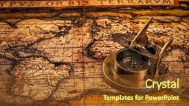  Presentation with vintage world travel - Theme consisting of sun dial - travel geography navigation concept background background and a tawny brown colored foreground