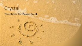  Presentation with sea sun - PPT layouts having sun drawn on the beach texture - soft wave of the sea background and a yellow colored foreground