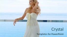  Presentation with hair dress - Amazing presentation having sun dress leaning on railing backdrop and a light blue colored foreground