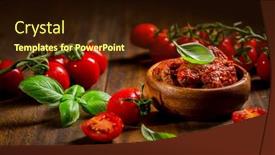  Presentation with sun - Presentation consisting of sun-dried-and-pickled-tomatoes background and a wine colored foreground