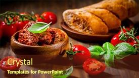  Presentation with dried tomato - Slide deck having sun-dried-and-pickled-tomatoes background and a tawny brown colored foreground