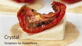  Presentation with dried tomato - Amazing PPT layouts having sun dried tomato and feta cheese on crackers delicious appetizers backdrop and a lemonade colored foreground