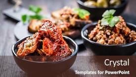  Presentation with dried tomato - Presentation design having sun-dried-tomato-with-olive background and a tawny brown colored foreground