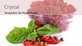  Presentation with bowl - Amazing PPT theme having sun-dried-tomatoes-in-glass backdrop and a lemonade colored foreground